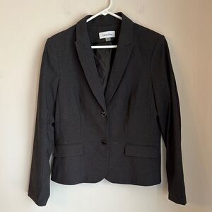 Calvin Klein Women Charcoal gray Blazer suit jacket work professional size 14